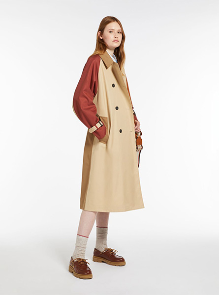 MaxMara高仿女装 |MaxMara A货服装  2024年新款 双排扣棉质混纺风衣