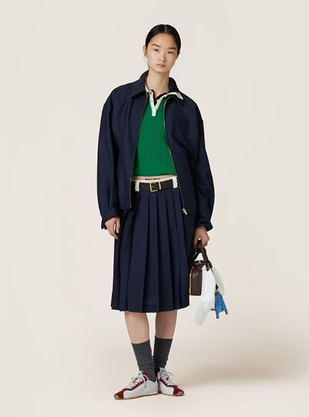 MIUMIU高仿女装 | 缪缪A货服装  2024年MIUMIU新款 海军蓝初剪马海毛半身裙